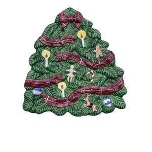 Vintage 1994 Macy's The Cellar Christmas Tree Ceramic Decorative Plate Wall Hang